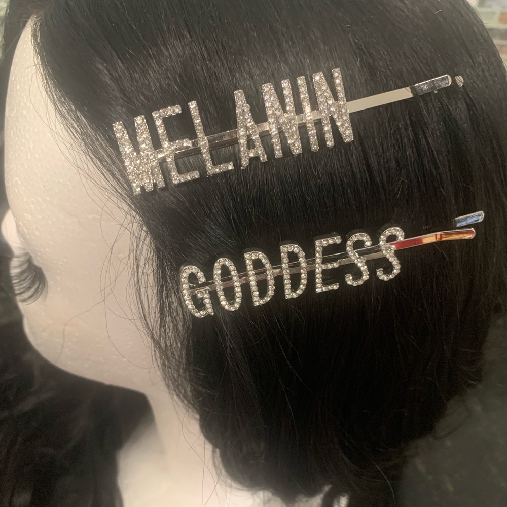 MELANIN Rhinestone Hair Clips